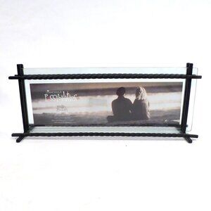 NEW PANORAMIC PHOTO FRAME TWISTED BLACK METAL & GLASS DECORATIVE PHOTO FRAME